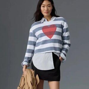 Sundry for Anthropologie stripes and heart sweatshirt